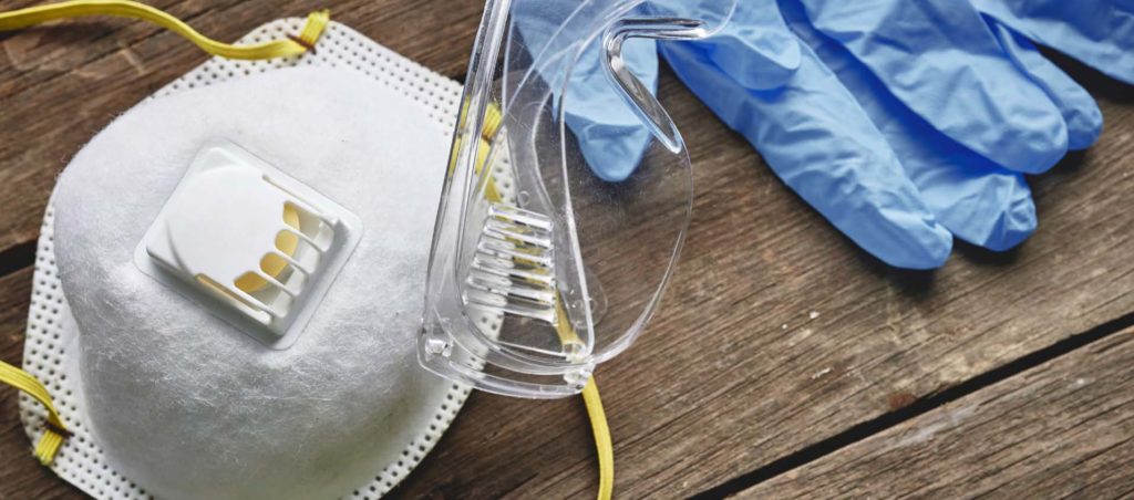 personal protective equipment, mask goggles and gloves